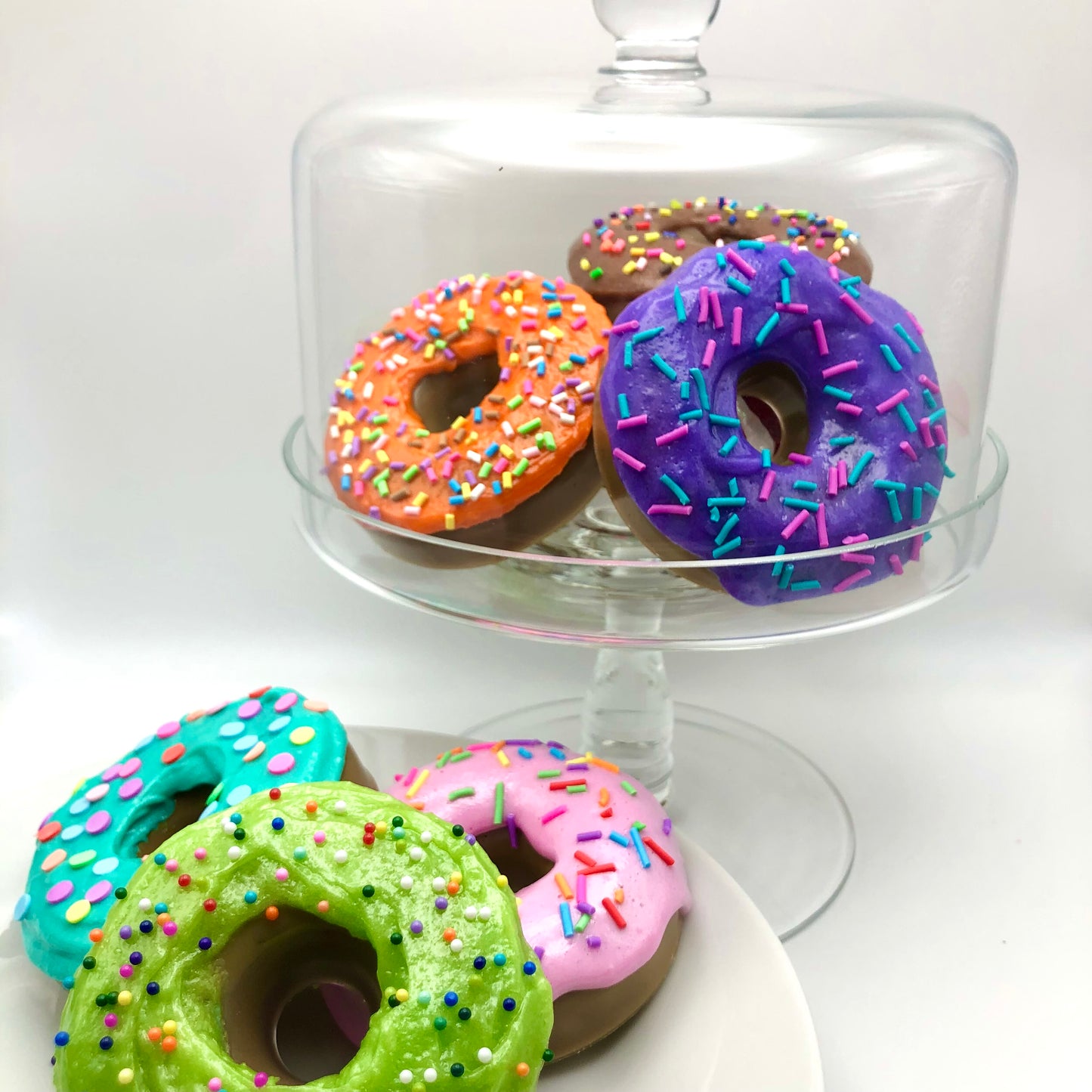 Green Frosting Resin MINI Donut with Bright Blue Drizzle