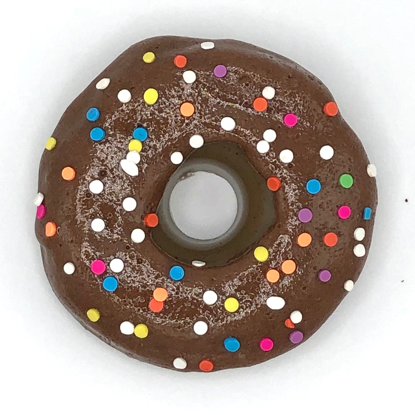 Chocolate Frosting Resin MINI Donut with Rainbow Mini Confetti Sprinkles