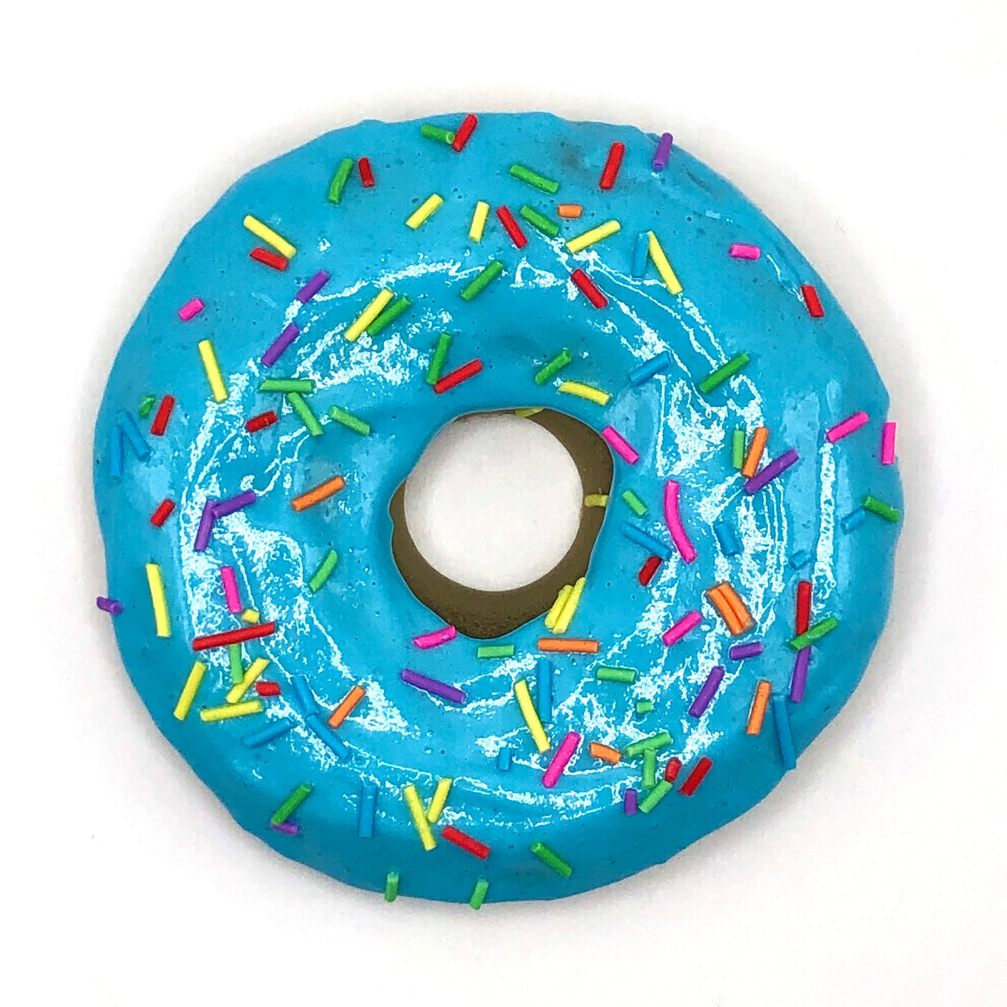 Bright Bluel Frosting LARGE Donut with Rainbow Jimmies Sprinkles