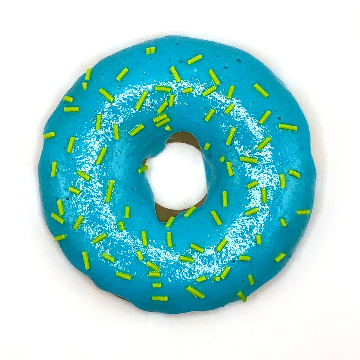 Bright Blue Frosting LARGE Donut with Lime Green Jimmies Sprinkles
