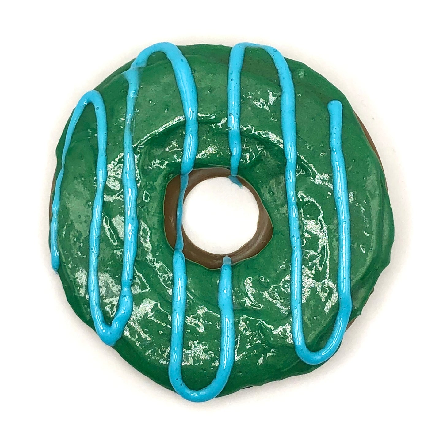Forest Green Frosting LARGE Donut with Light Blue Drizzle