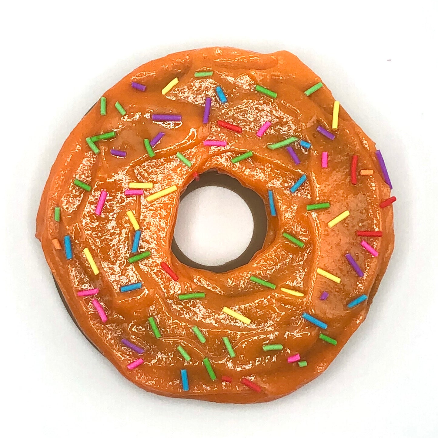 Orange Frosting LARGE Donut with Rainbow Jimmies Sprinkles