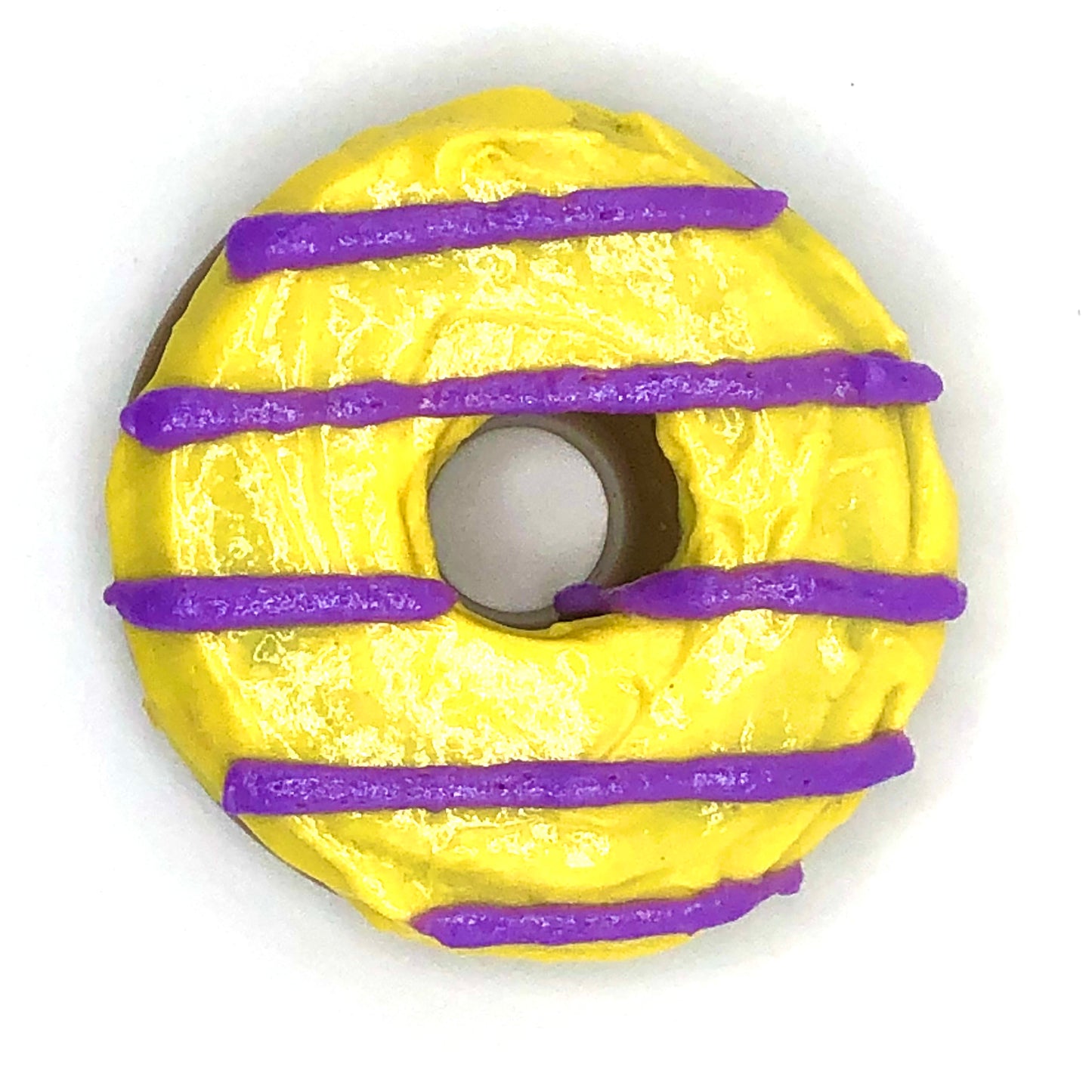Yellow Frosting Resin MINI Donut with Purple Drizzle
