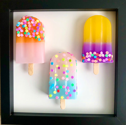 Rainbow Popsicle With Sprinkles - Framed