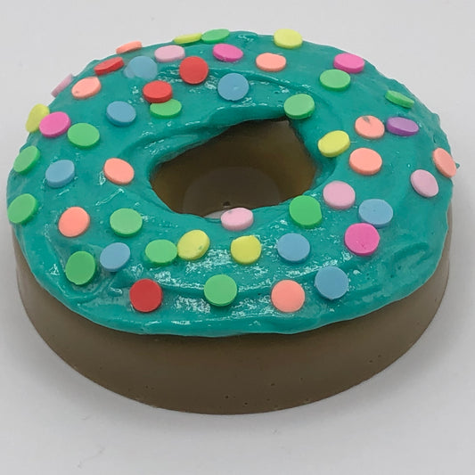 Teal Frosting Resin MINI Donut with Flat Rainbow Sprinkles