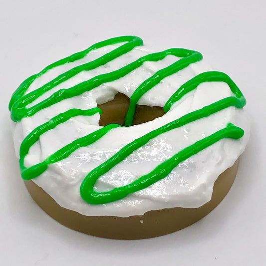 White Frosting Resin MINI Donut with Green Drizzle