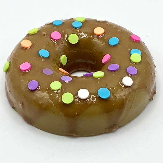 Maple Frosting Resin MINI Donut with Rainbow Circle Sprinkles