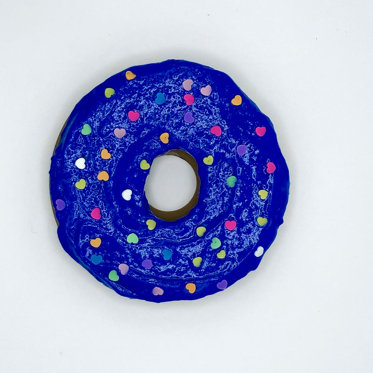 Blue Frosting LARGE Donut with Heart Sprinkles