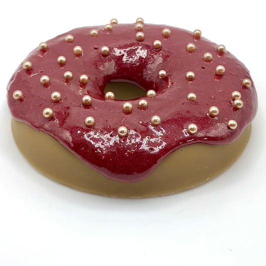 Burgundy Frosting LARGE Donut with Gold Pearl Sprinkles