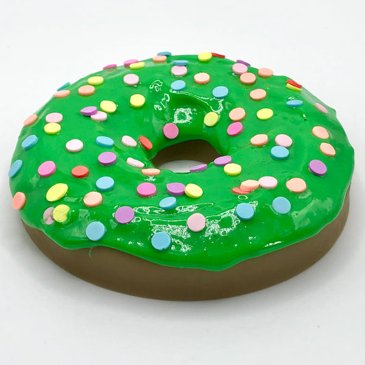 Green Frosting LARGE Donut with Flat Rainbow Sprinkles