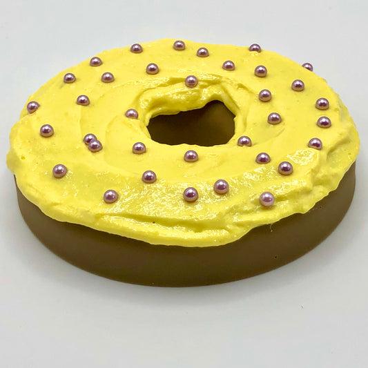 Yellow Frosting LARGE Donut with Gold Pearl Sprinkles