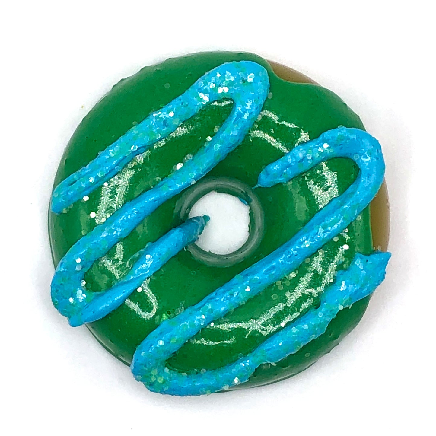 Green Frosting Resin MINI Donut with Bright Blue Drizzle