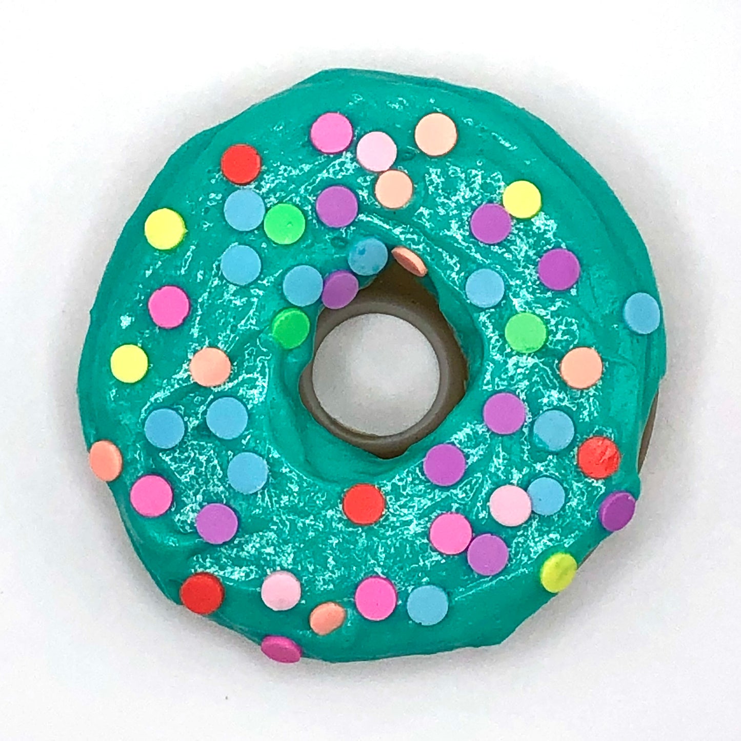 Teal Frosting Resin MINI Donut with Rainbow Confetti Sprinkles