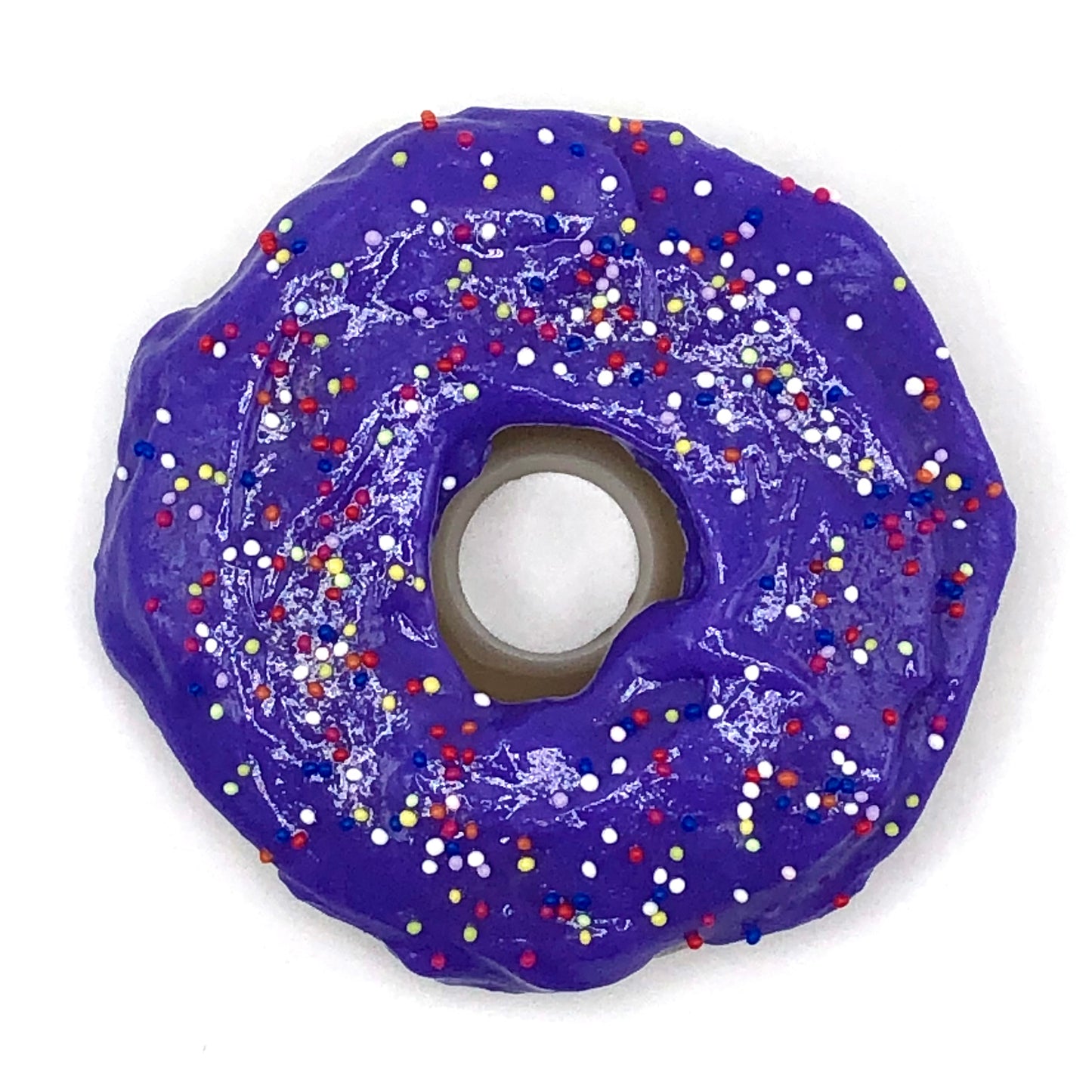 Purple Frosting Resin MINI Donut with Rainbow Nonpareils Sprinkles