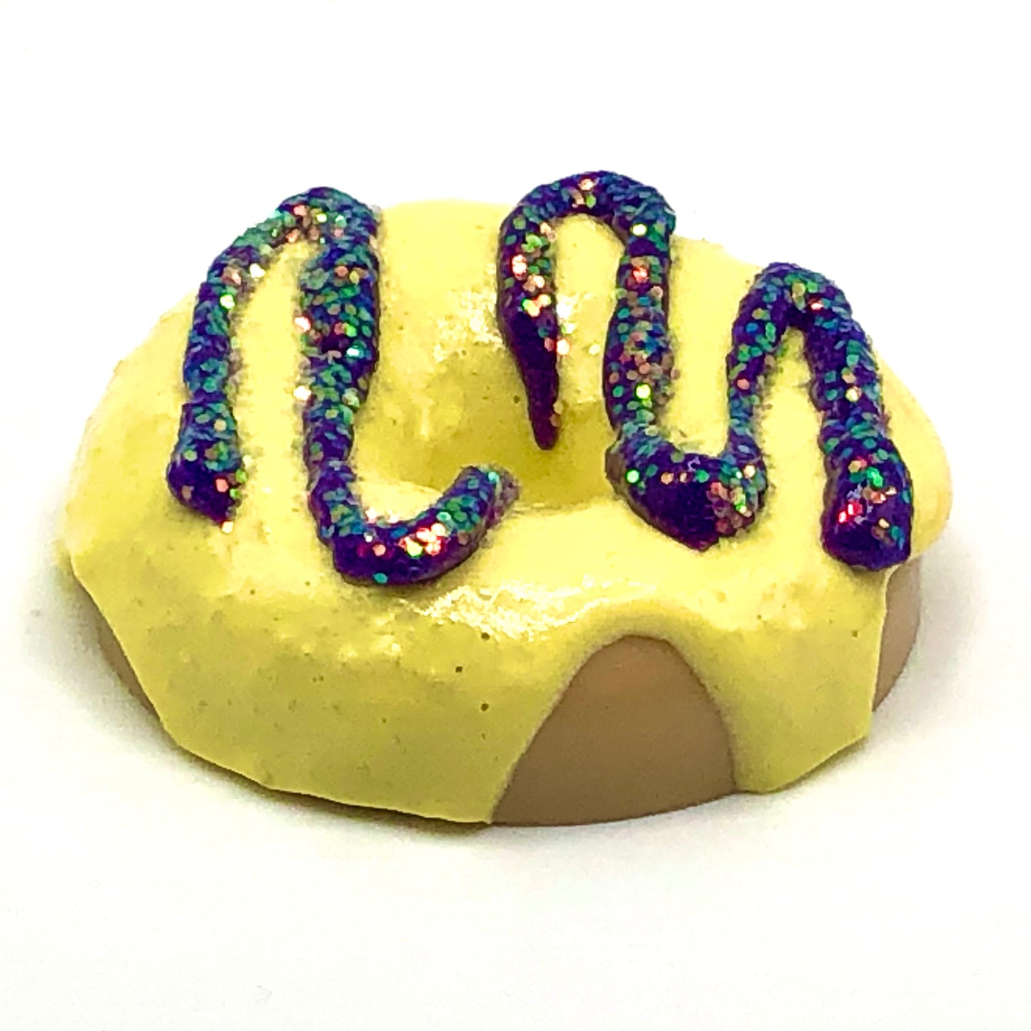 Yellow Frosting Resin MINI Donut with Purple Drizzle and Glitter