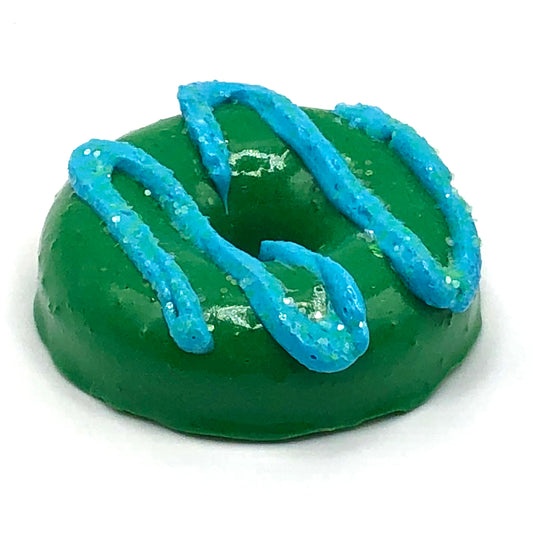 Green Frosting Resin MINI Donut with Bright Blue Drizzle