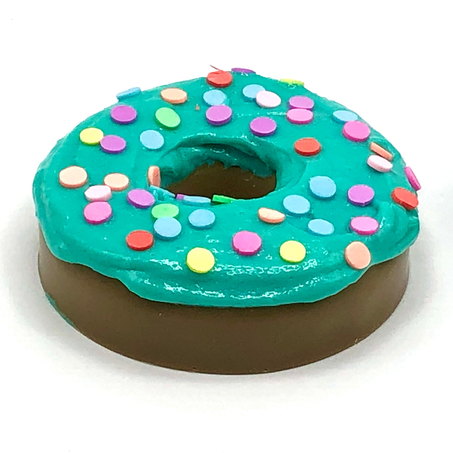 Teal Frosting Resin MINI Donut with Rainbow Confetti Sprinkles