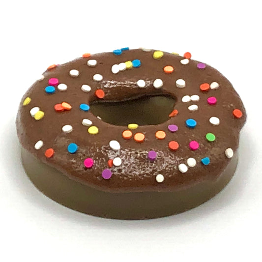 Chocolate Frosting Resin MINI Donut with Rainbow Mini Confetti Sprinkles