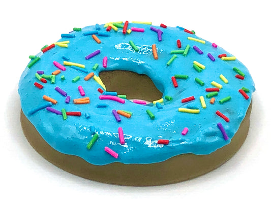 Bright Bluel Frosting LARGE Donut with Rainbow Jimmies Sprinkles