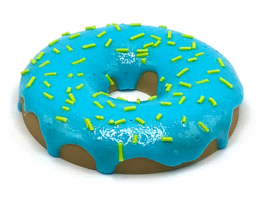 Bright Blue Frosting LARGE Donut with Lime Green Jimmies Sprinkles