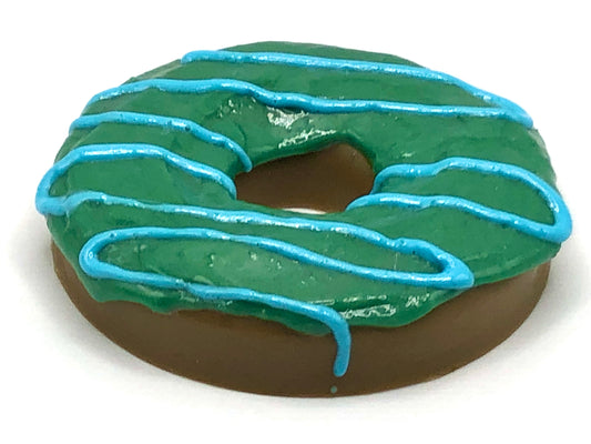 Forest Green Frosting LARGE Donut with Light Blue Drizzle