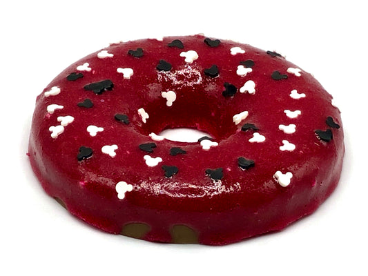 Red Frosting LARGE Donut with Black and White Mouse Ears