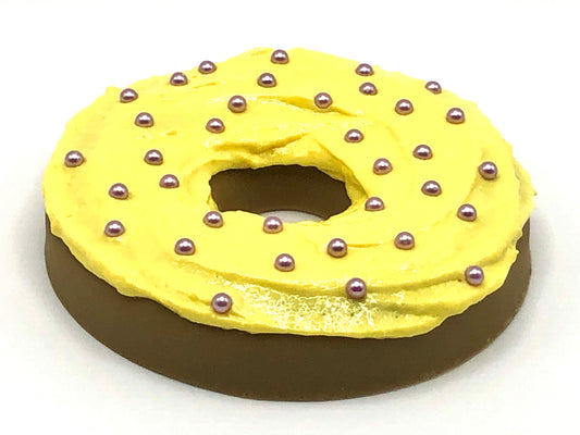 Yellow Frosting LARGE Donut with Rose Gold Pearl Sprinkles