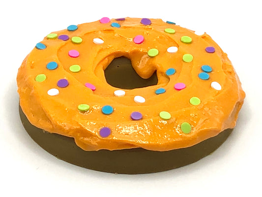 Orange Frosting LARGE Donut with Rainbow Confetti Sprinkles