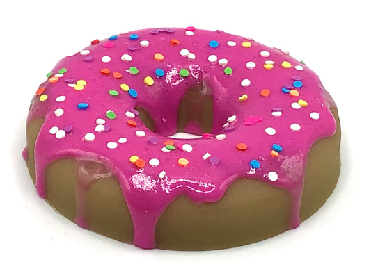 Bubble Gum Pink Frosting LARGE Donut with Rainbow Confetti Sprinkles