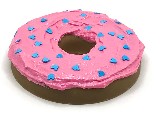 Pink Frosting LARGE Donut with Blue Mouse Ears Sprinkles