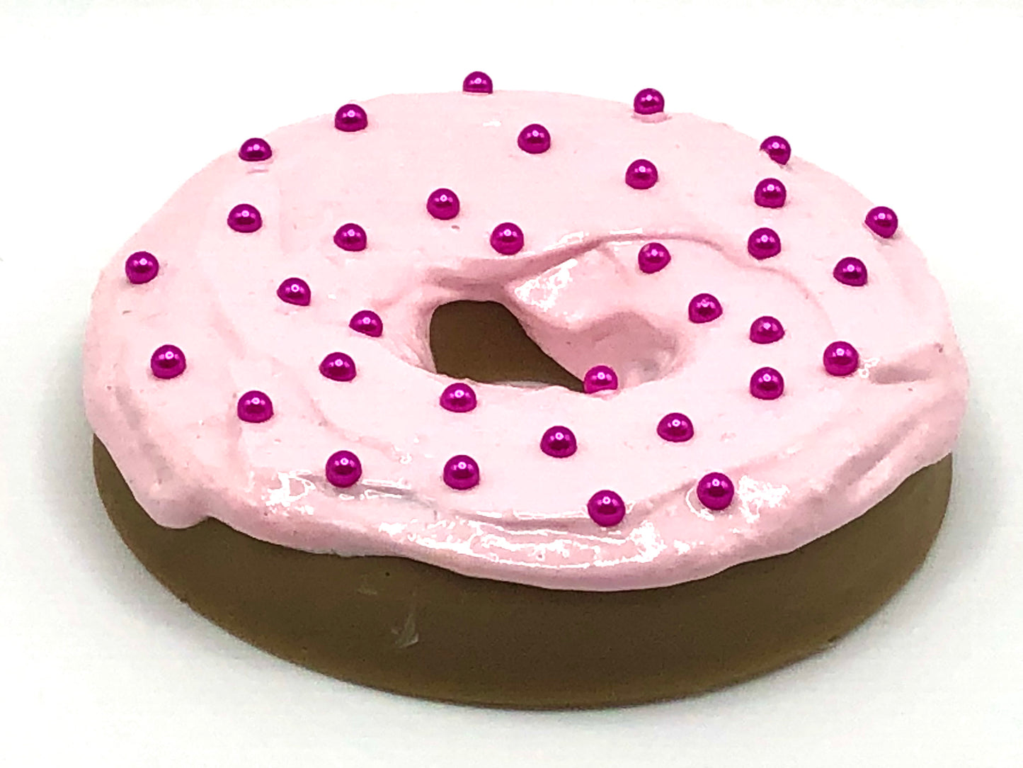 Blush Pink Frosting LARGE Donut with Violet Pearls Sprinkles