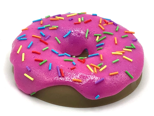 Bubble Gum Pink Frosting Resin MINI Donut with Rainbow Jimmies Sprinkles