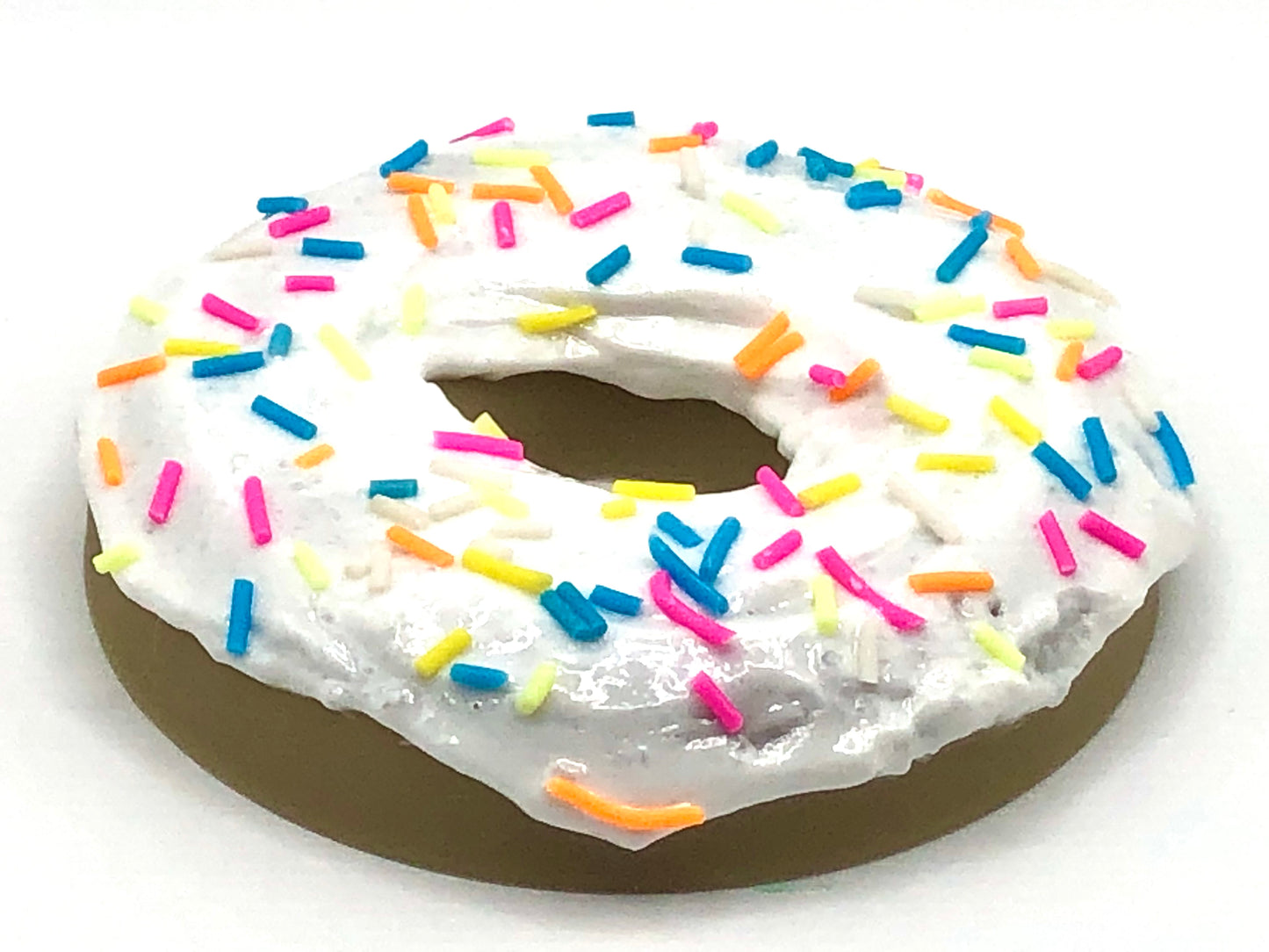 White Frosting LARGE Donut with Rainbow Jimmies Sprinkles