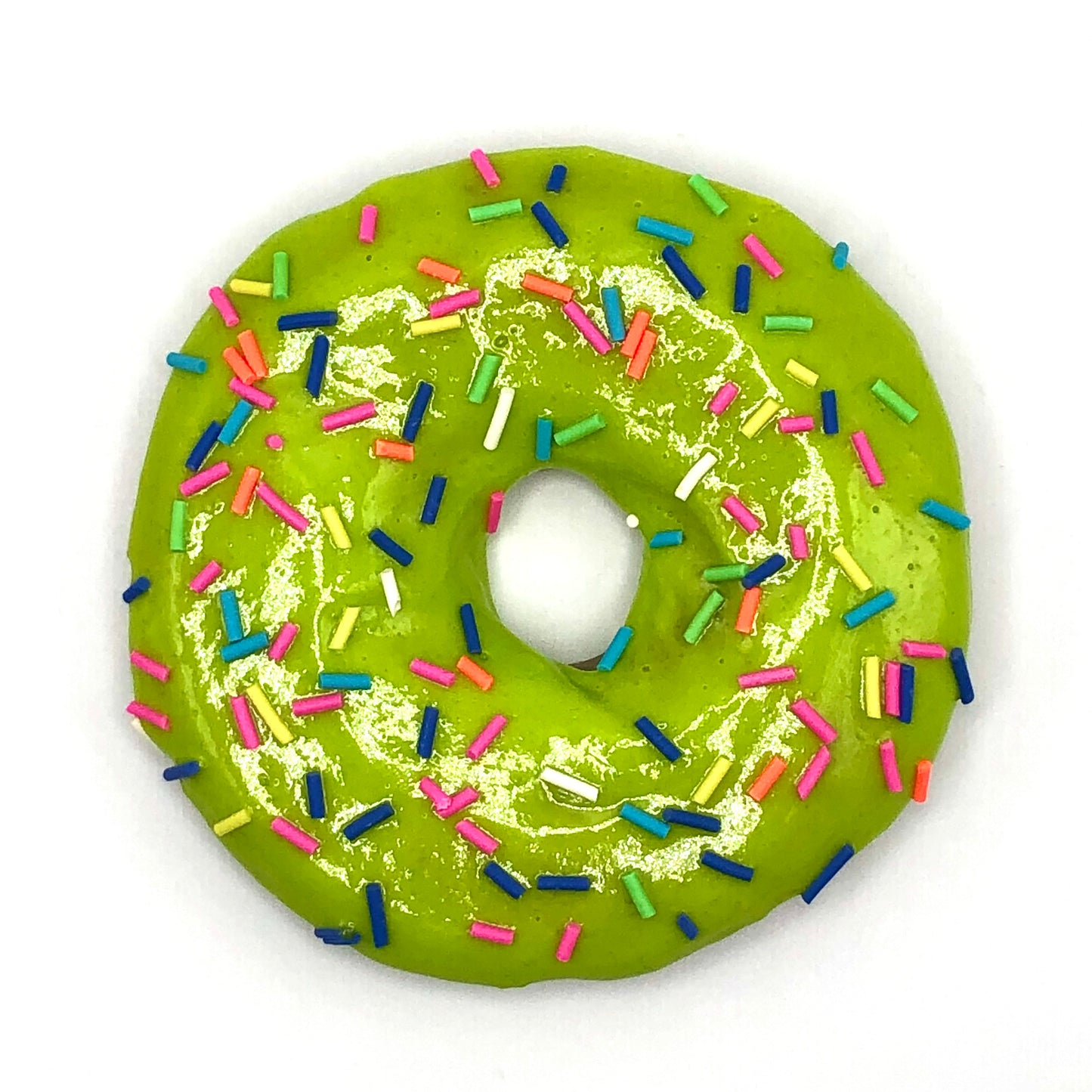 Lime Green Frosting LARGE Donut with Rainbow Jimmies Sprinkles