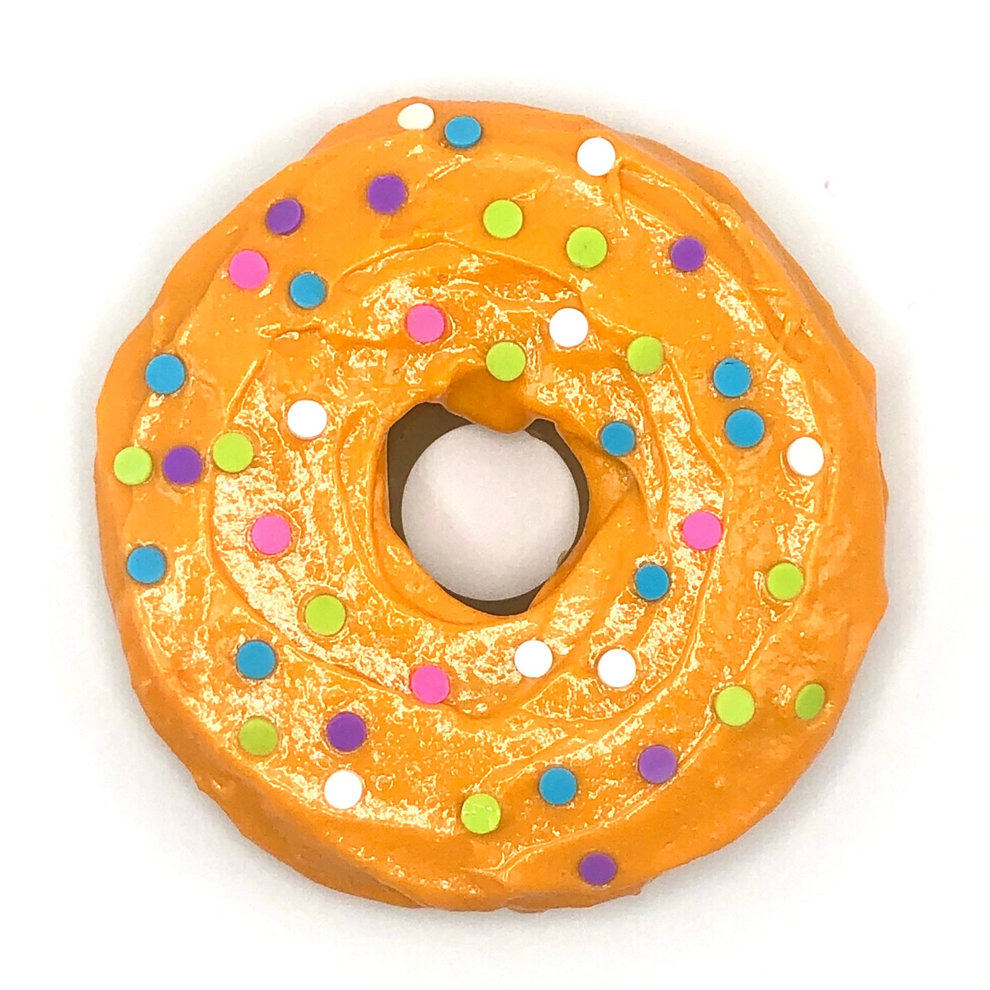 Orange Frosting LARGE Donut with Rainbow Confetti Sprinkles