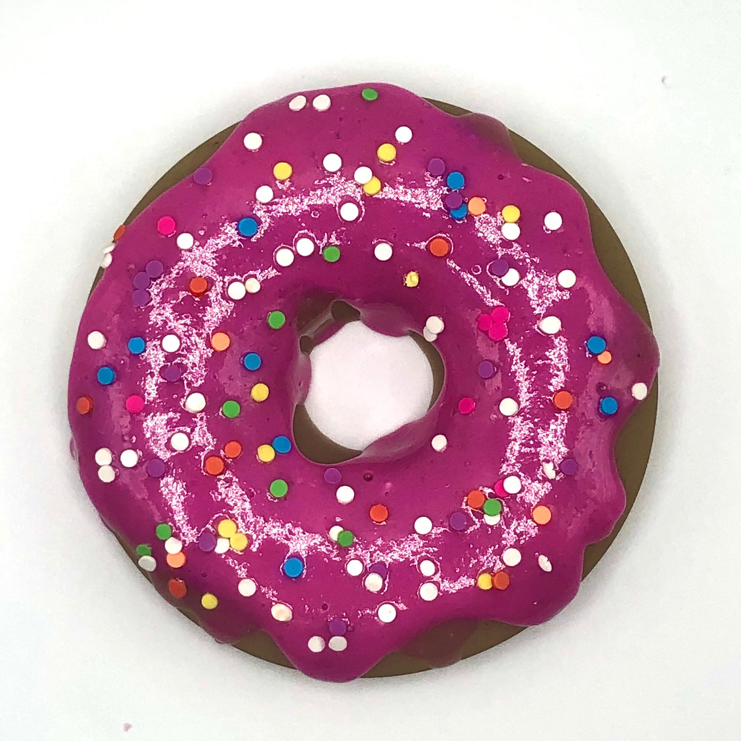 Bubble Gum Pink Frosting LARGE Donut with Rainbow Confetti Sprinkles