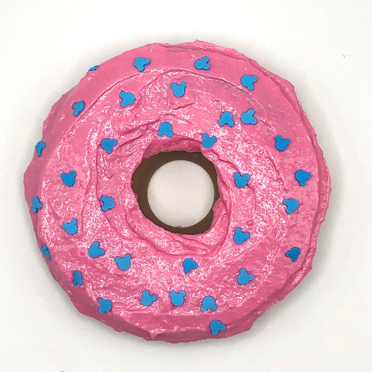 Pink Frosting LARGE Donut with Blue Mouse Ears Sprinkles