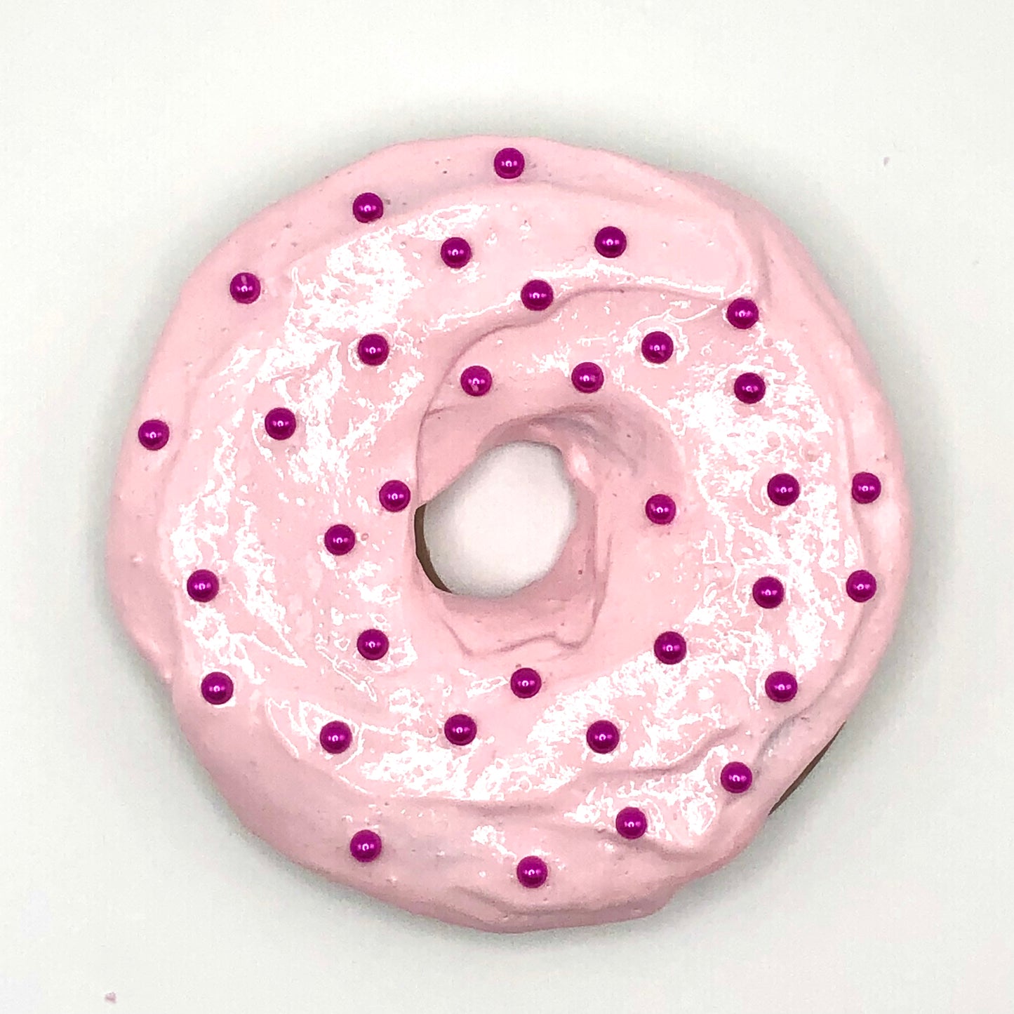 Blush Pink Frosting LARGE Donut with Violet Pearls Sprinkles