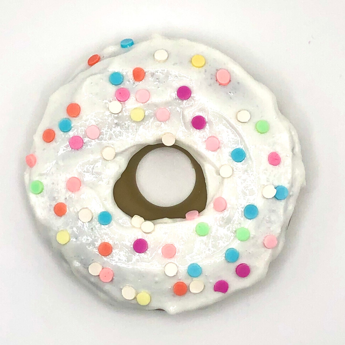 White Frosting LARGE Donut with Pastel Confetti Sprinkles