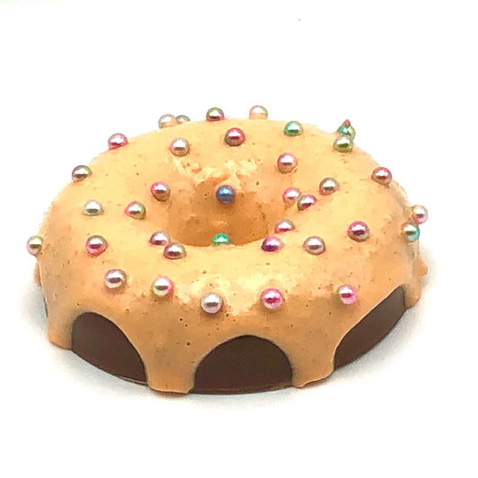 Peach Frosting Resin MINI Donut with Pastel Balls Sprinkles