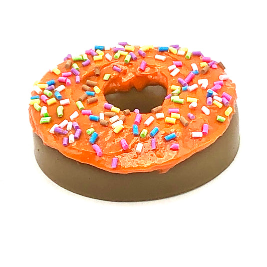 Orange Frosting Resin MINI Donut with Pastel Rainbow Sprinkles