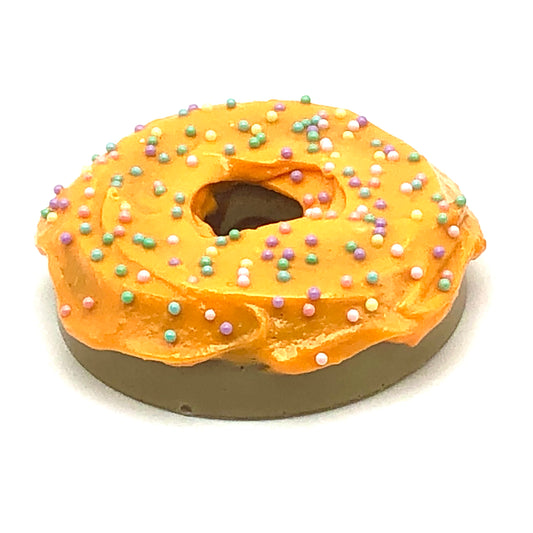 Tangerine Frosting Resin MINI Donut with Pastel Nonpareil Sprinkles