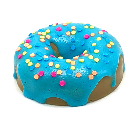 Bright Blue Frosting Resin MINI Donut with Rainbow Confetti Sprinkles