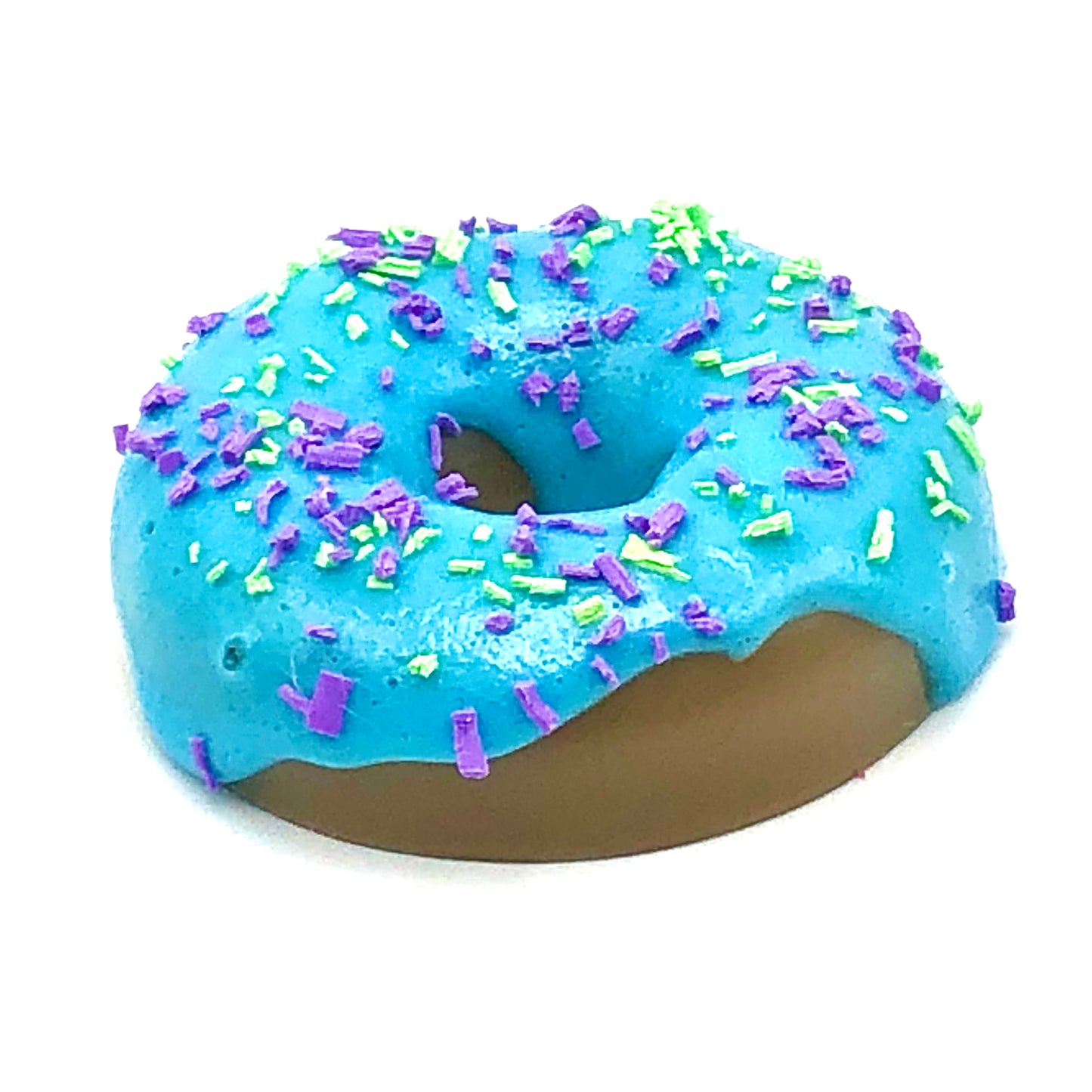 Bright Blue Frosting Resin MINI Donut with Purple and Lime Green Sprinkles