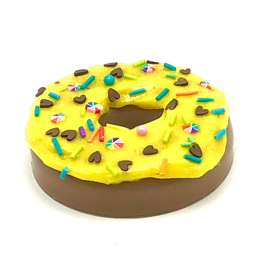 Bright Yellow Frosting Resin MINI Donut with Mixed Sprinkles