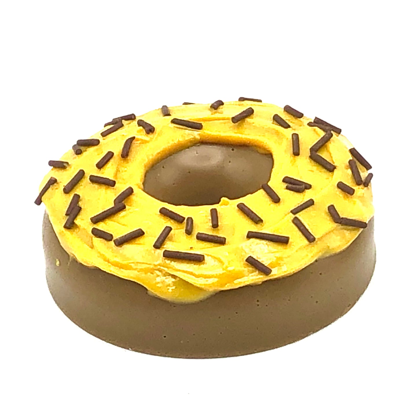 Bright Yellow Frosting Resin MINI Donut with Chocolate Jimmies Sprinkles