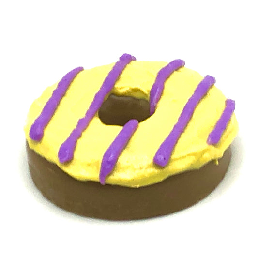 Yellow Frosting Resin MINI Donut with Purple Drizzle