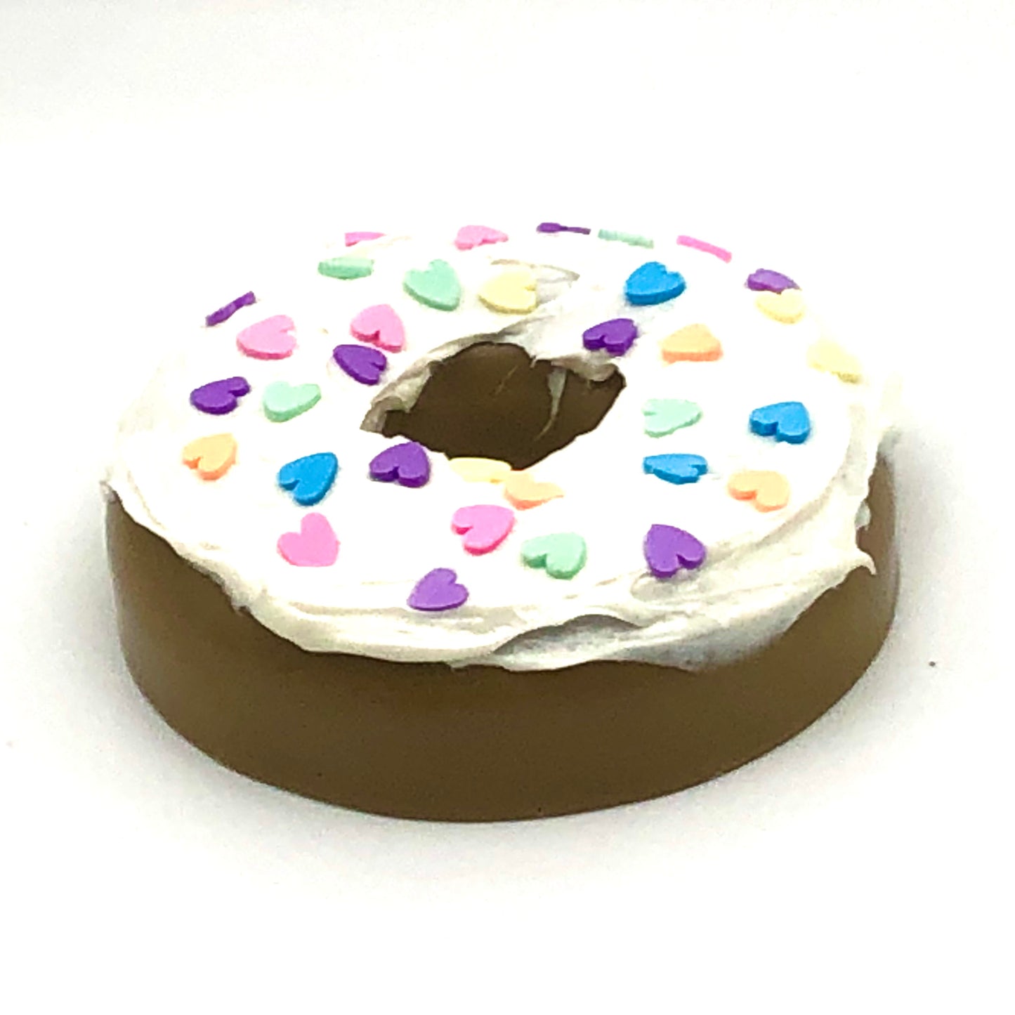 White Frosting Resin MINI Donut with Pastel Hearts Sprinkles