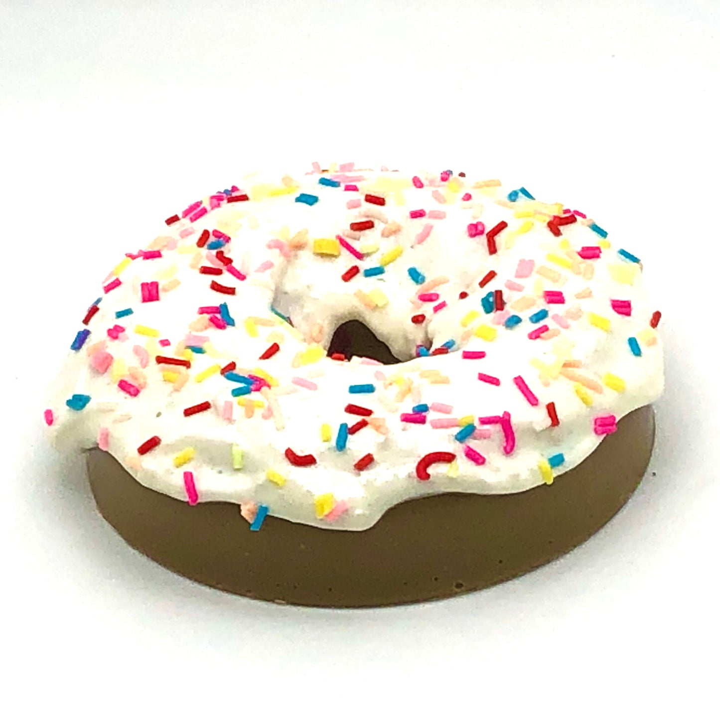 White Frosting Resin MINI Donut with Rainbow Sprinkles