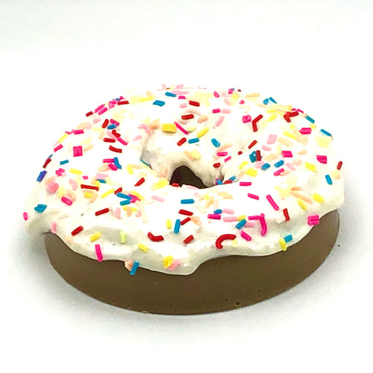 White Frosting Resin MINI Donut with Rainbow Sprinkles